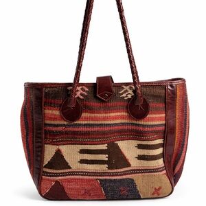 Bohemian Handmade Woven Vintage Leather Shoulder Tote Bag Genuine Leather
